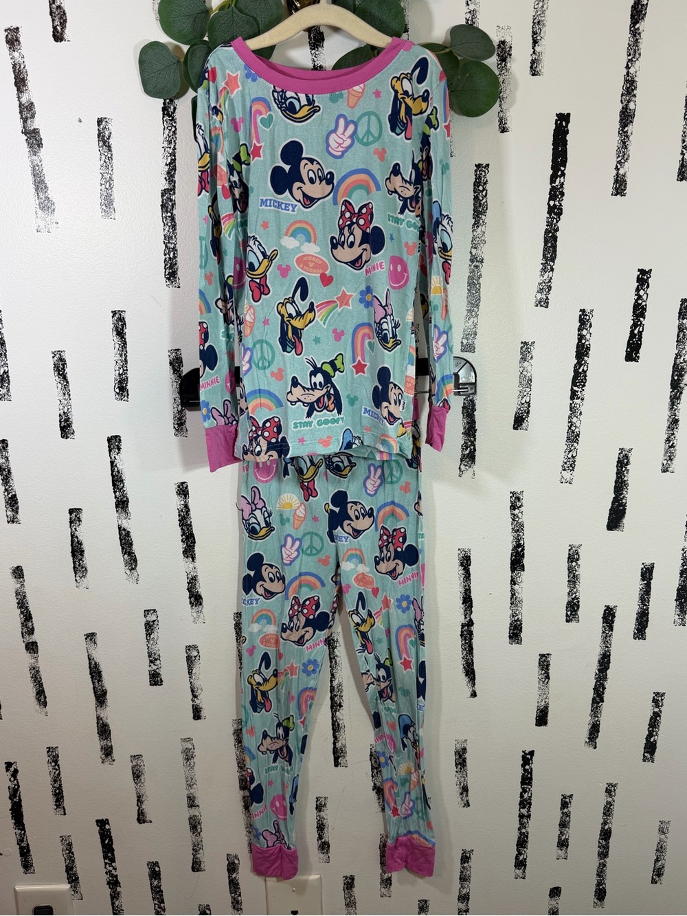 Little Sleepies Mickey Mouse & Friends Retro Girls Bamboo Pajama Set Size 5/6